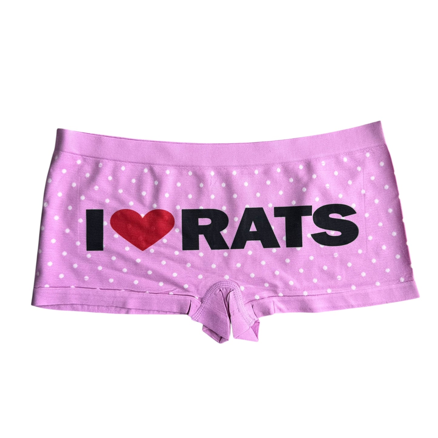 I LOVE RATS PINK POLKA DOT BOY SHORT UNDIES - L