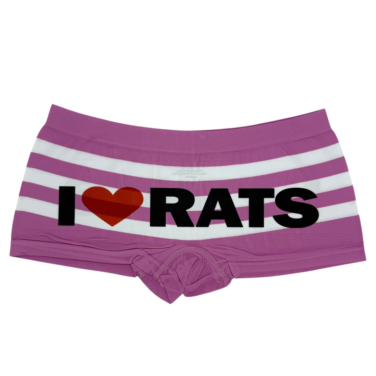 I LOVE RATS PINK STRIPE BOYSHORT UNDIES - M