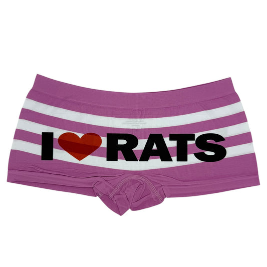 I LOVE RATS PINK STRIPE BOYSHORT UNDIES - M