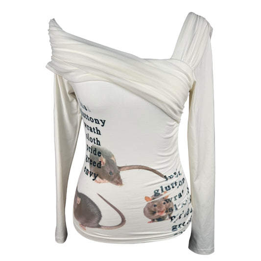 7 DEADLY RATS ASYMMETRICAL WHITE TOP SAMPLE - XS