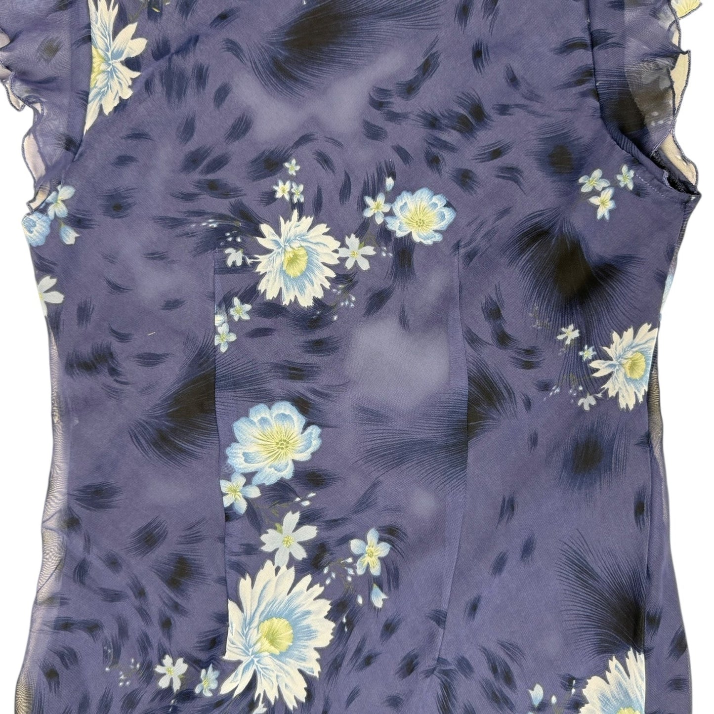 VINTAGE BLUE FLORAL DRESS l L