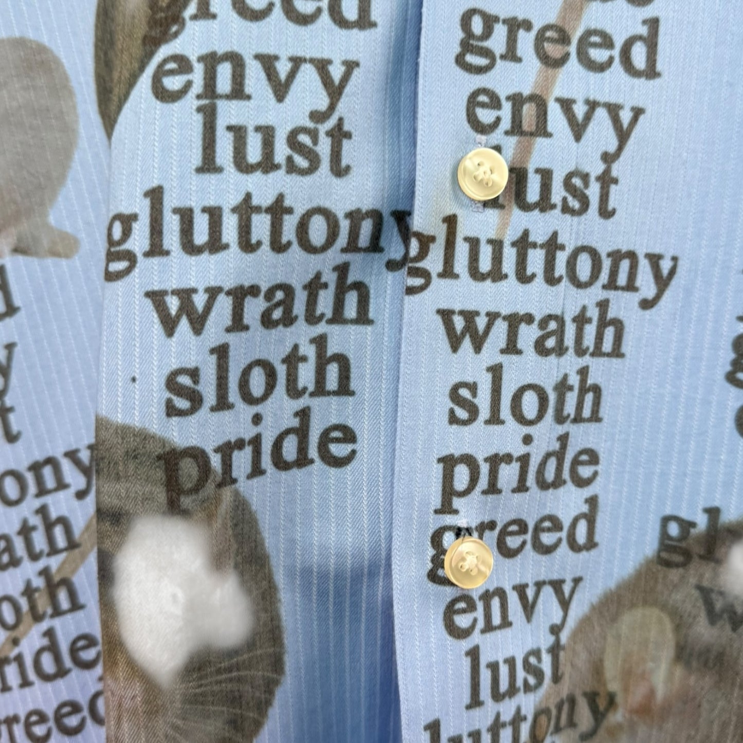 7 DEADLY RATS BLUE BUTTON UP - XL
