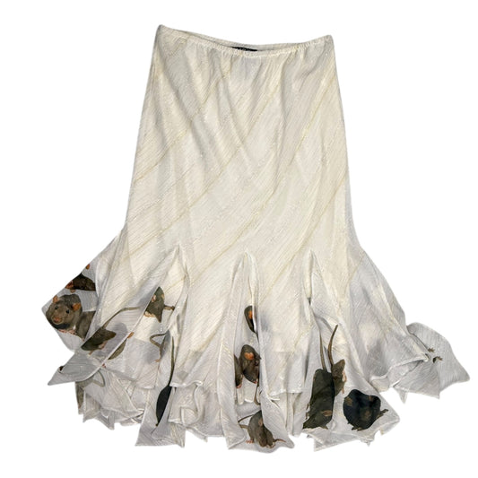 Y2K RAT SKIRT W/ GOLD STRIPES  - XL