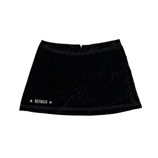 VINTAGE TEAM SERIOUS BLACK VELVET MINI SKIRT - XS