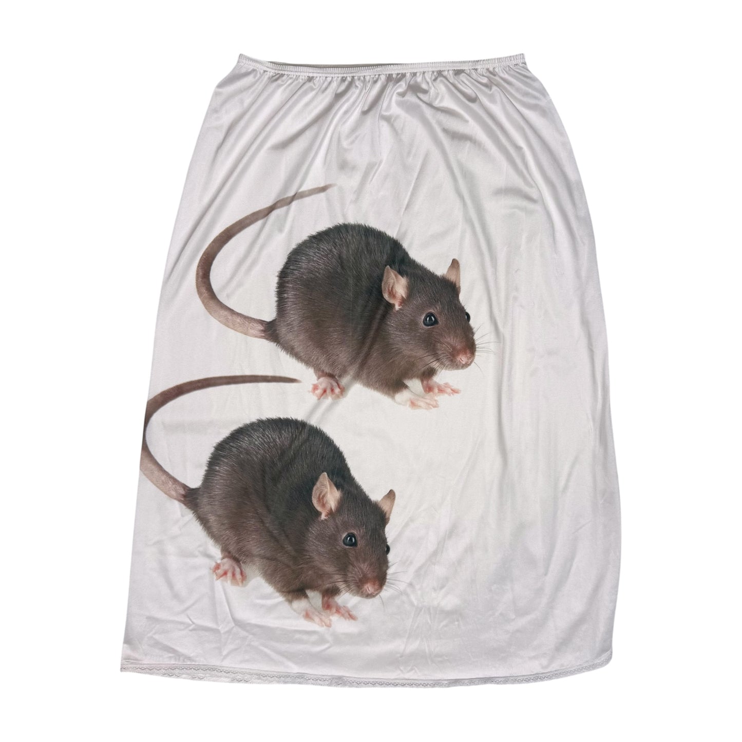 BRWN TWIN RAT WHITE LACE SKIRT - L