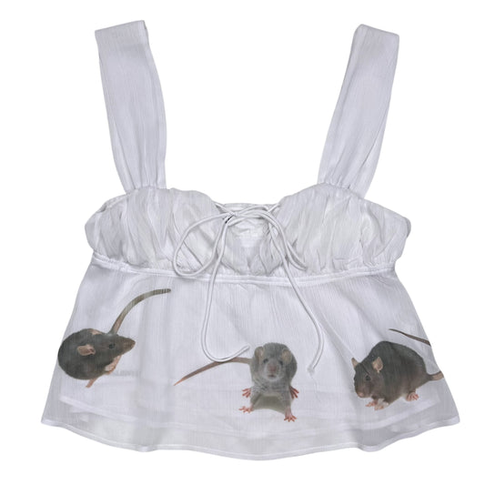 RAT FRIENDS WHITE BABYDOLL TANK - M