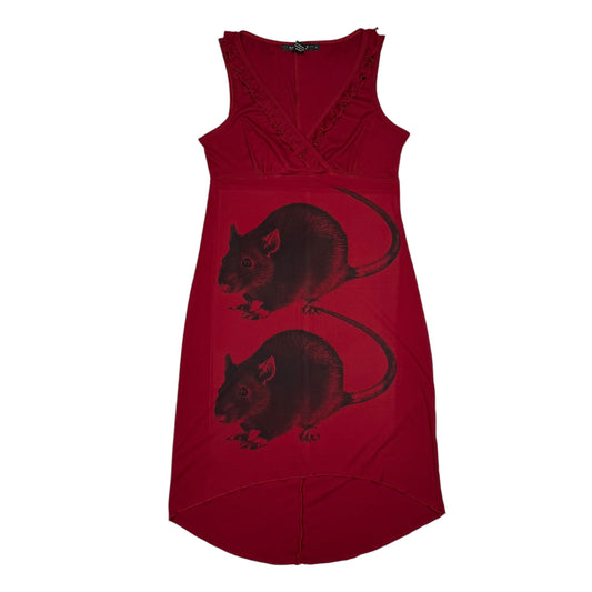 BIG RAT RED RUFFLE SAMPLE DRESS - L