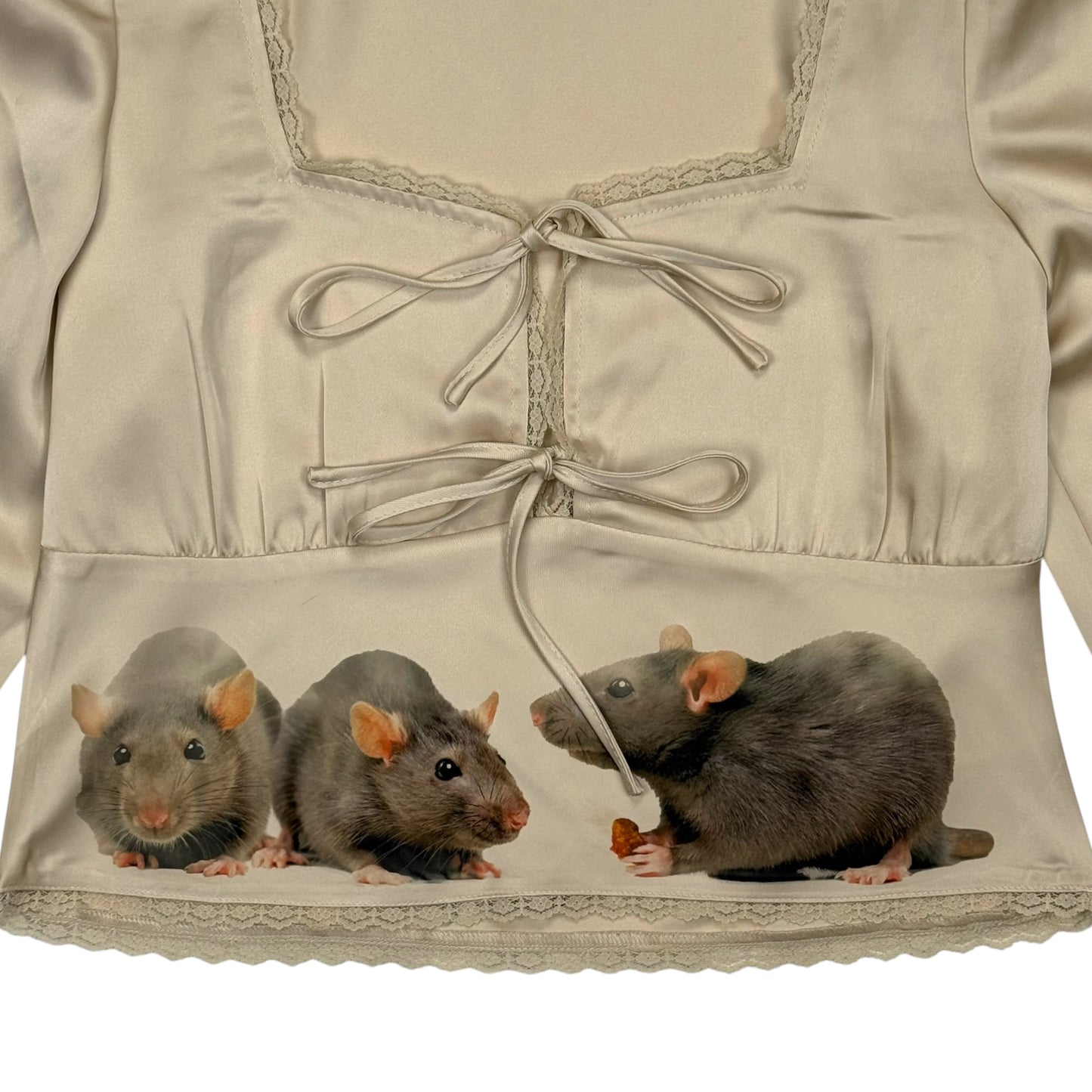 RAT FRIENDS BEIGE BABYDOLL TOP - XS