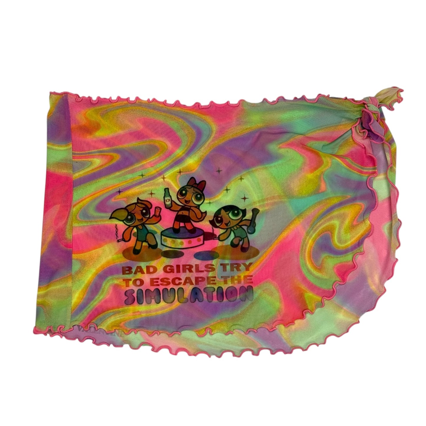 BAD GIRLS TRY TO ESCAPE THE SIMULATION BEACH COVER UP SKIRT - S/M