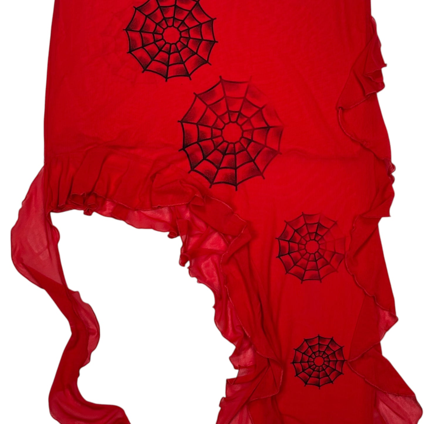 SPIDER WEB RED ASSYMETRICAL DRESS - M