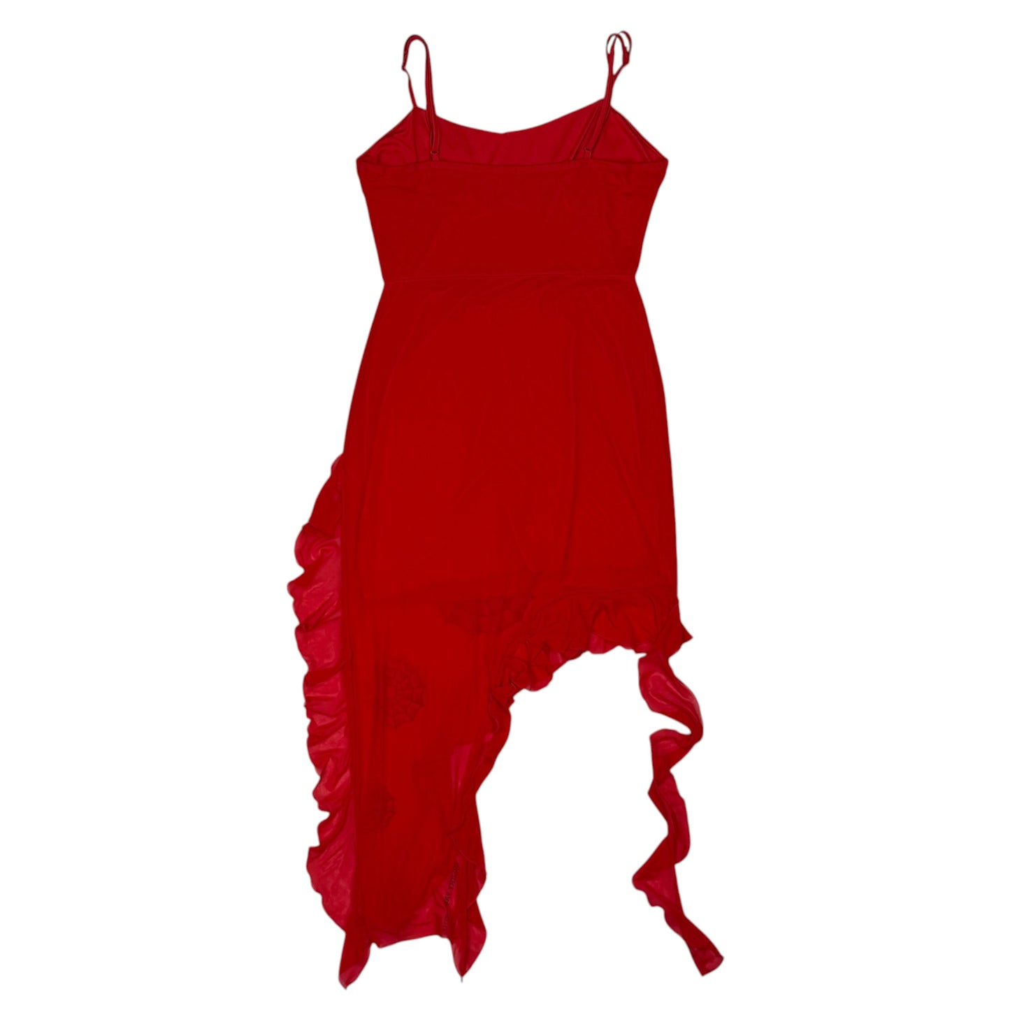 SPIDER WEB RED ASSYMETRICAL DRESS - M