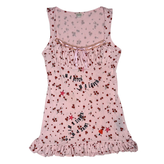 BITCH FLORAL PINK DRESS - L