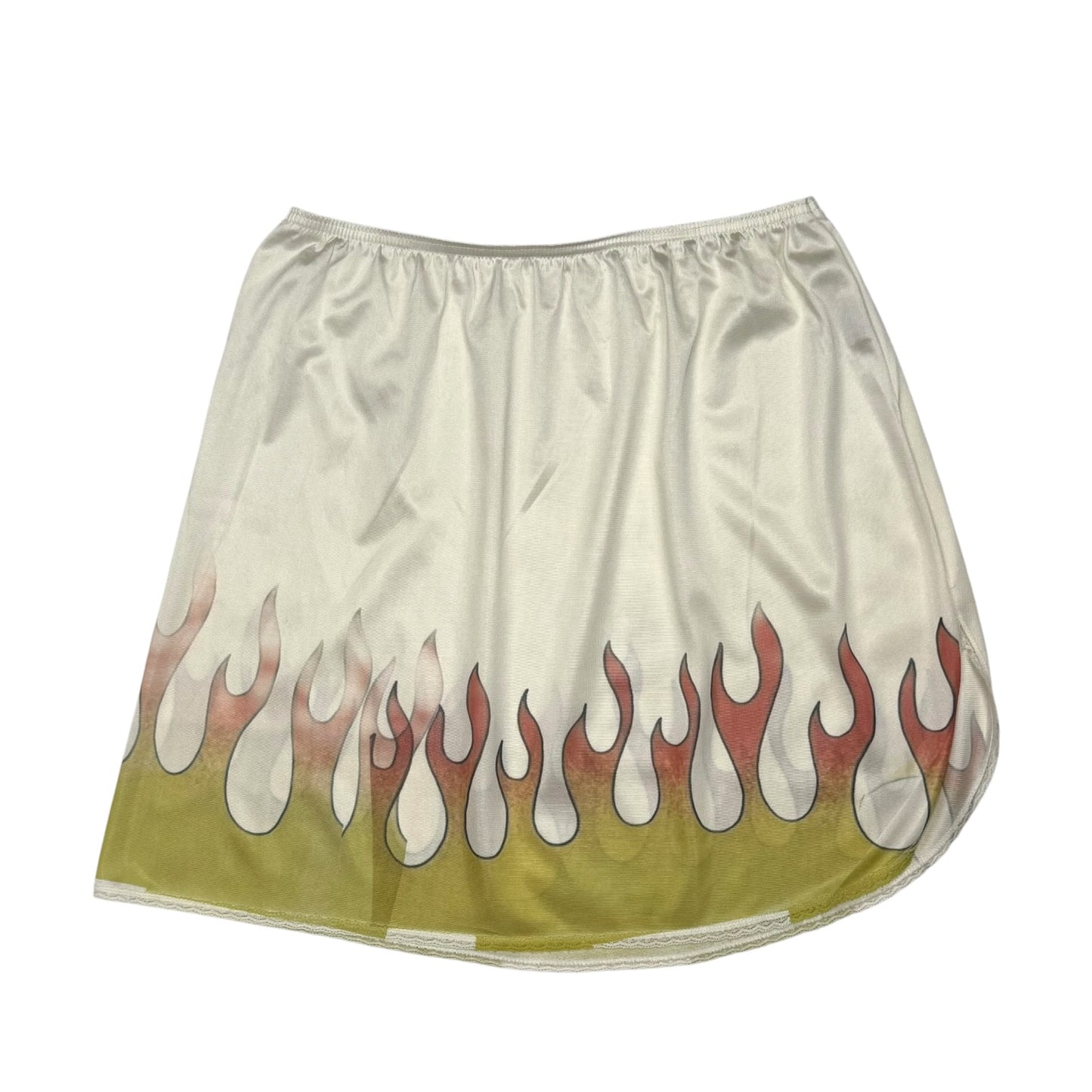 IN FLAMES MINI WHITE SKIRT - S