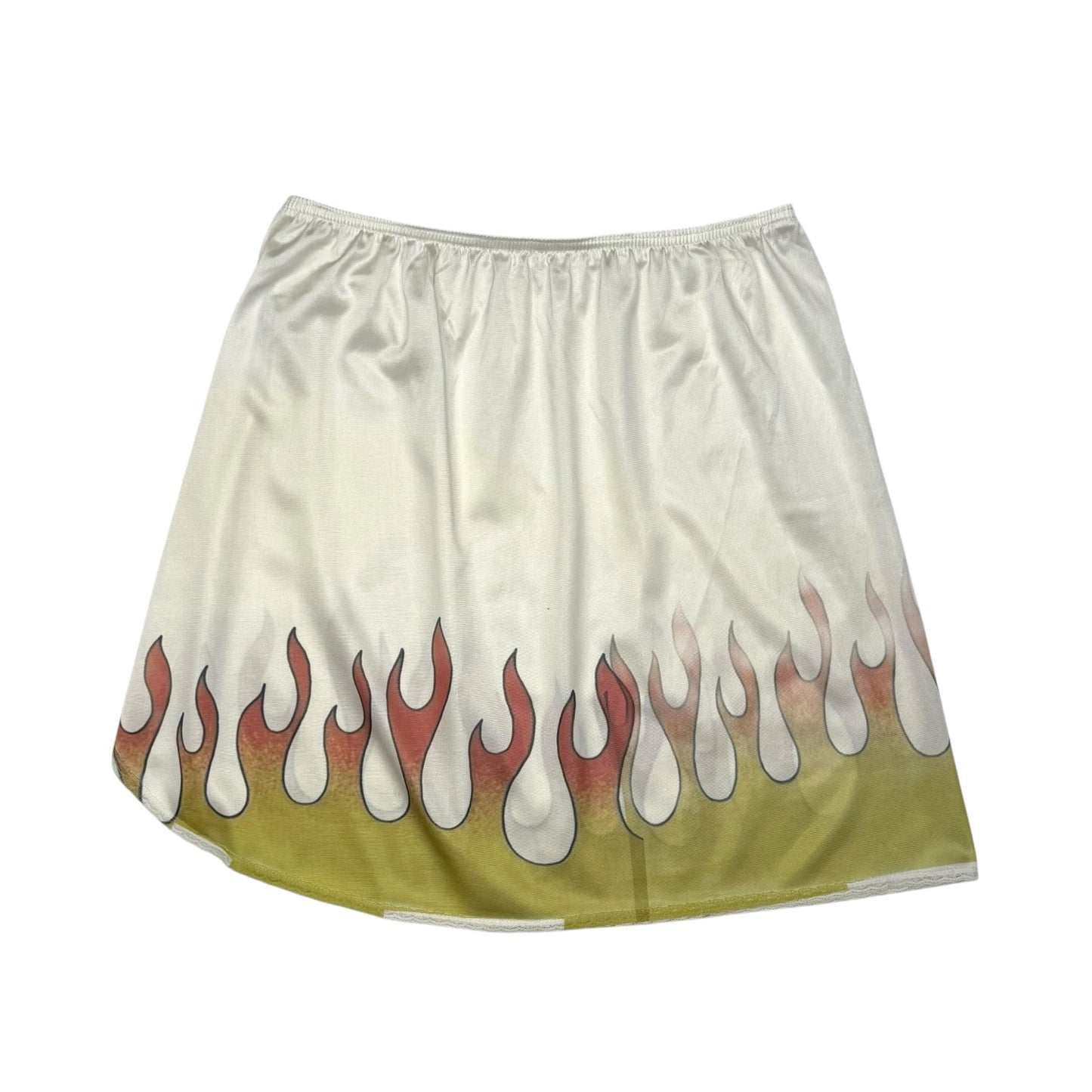 IN FLAMES MINI WHITE SKIRT - S