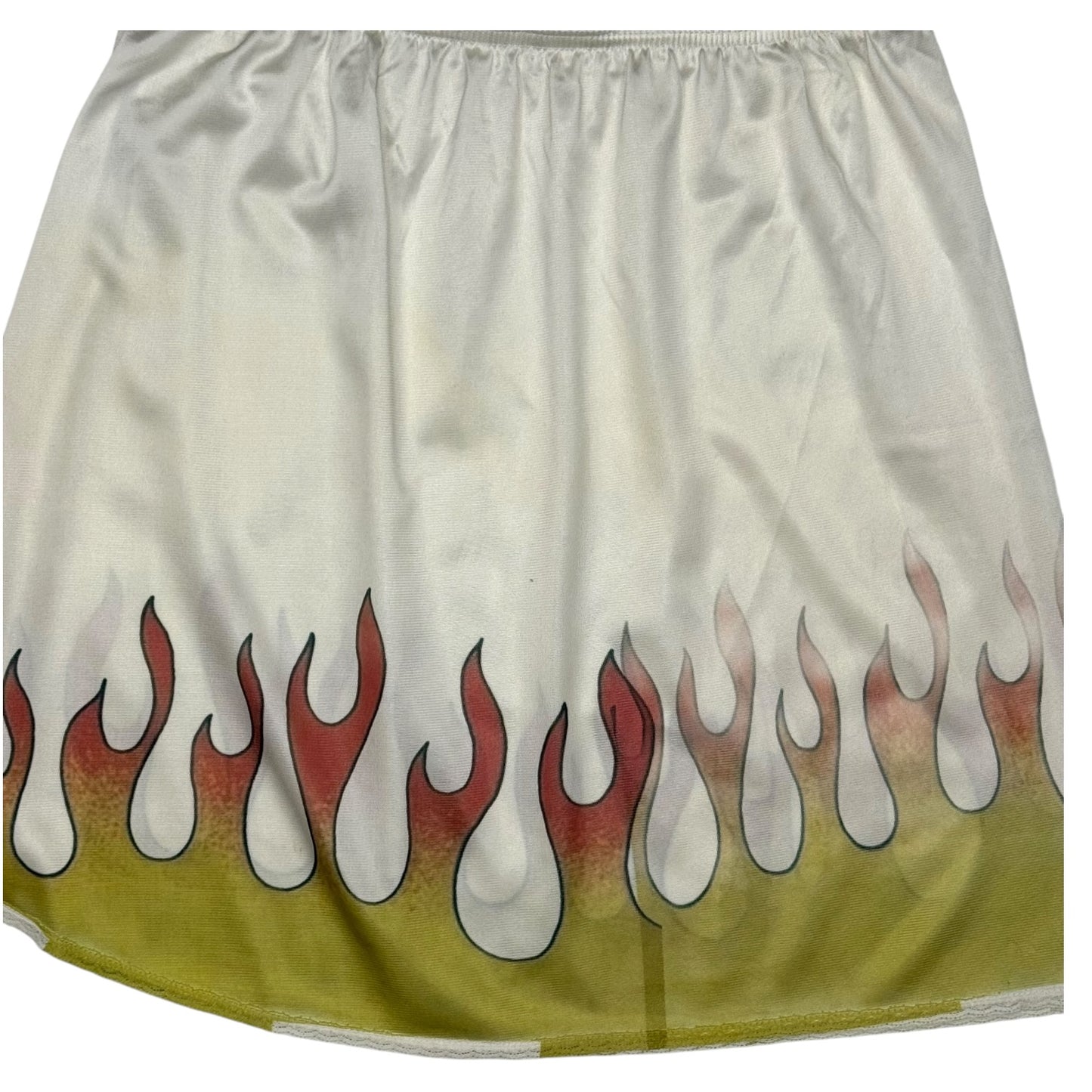 IN FLAMES MINI WHITE SKIRT - S