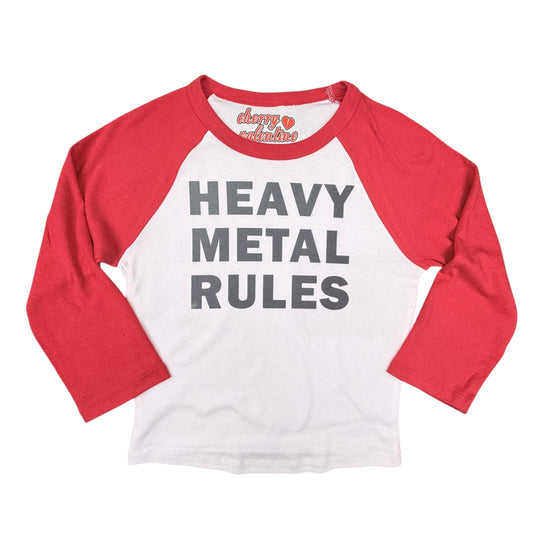 HEAVY METAL RULES RED BASEBALL BABY TEE *PRE-ORDER*