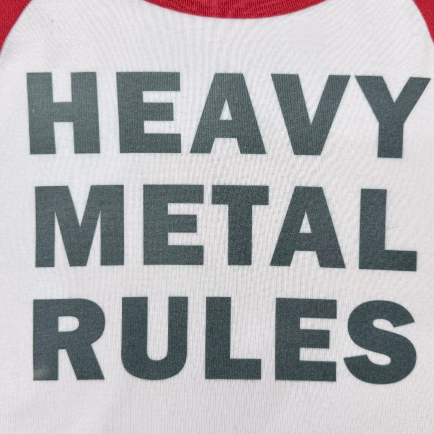 HEAVY METAL RULES RED BASEBALL BABY TEE *PRE-ORDER*