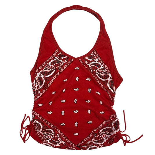 VINTAGE BANDANA PRINT HALTER TOP l XS