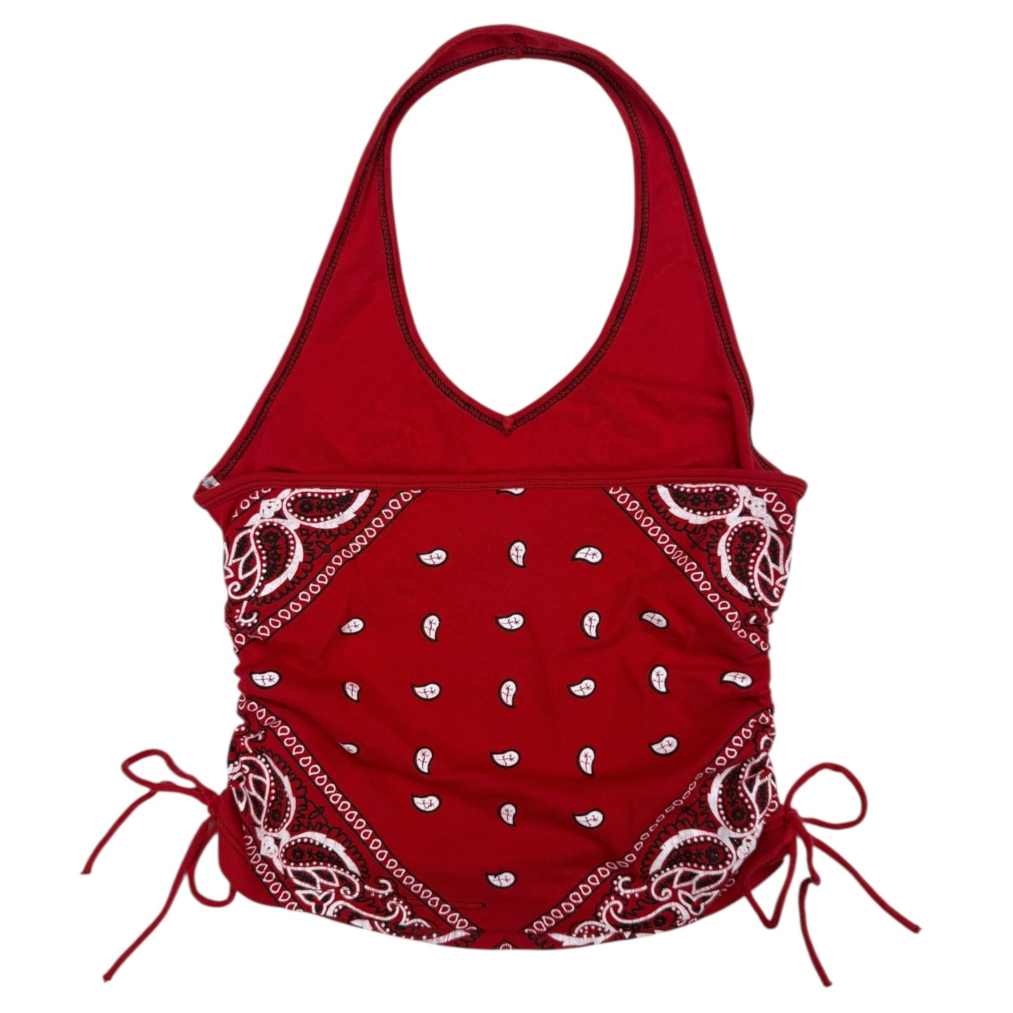 VINTAGE BANDANA PRINT HALTER TOP l XS
