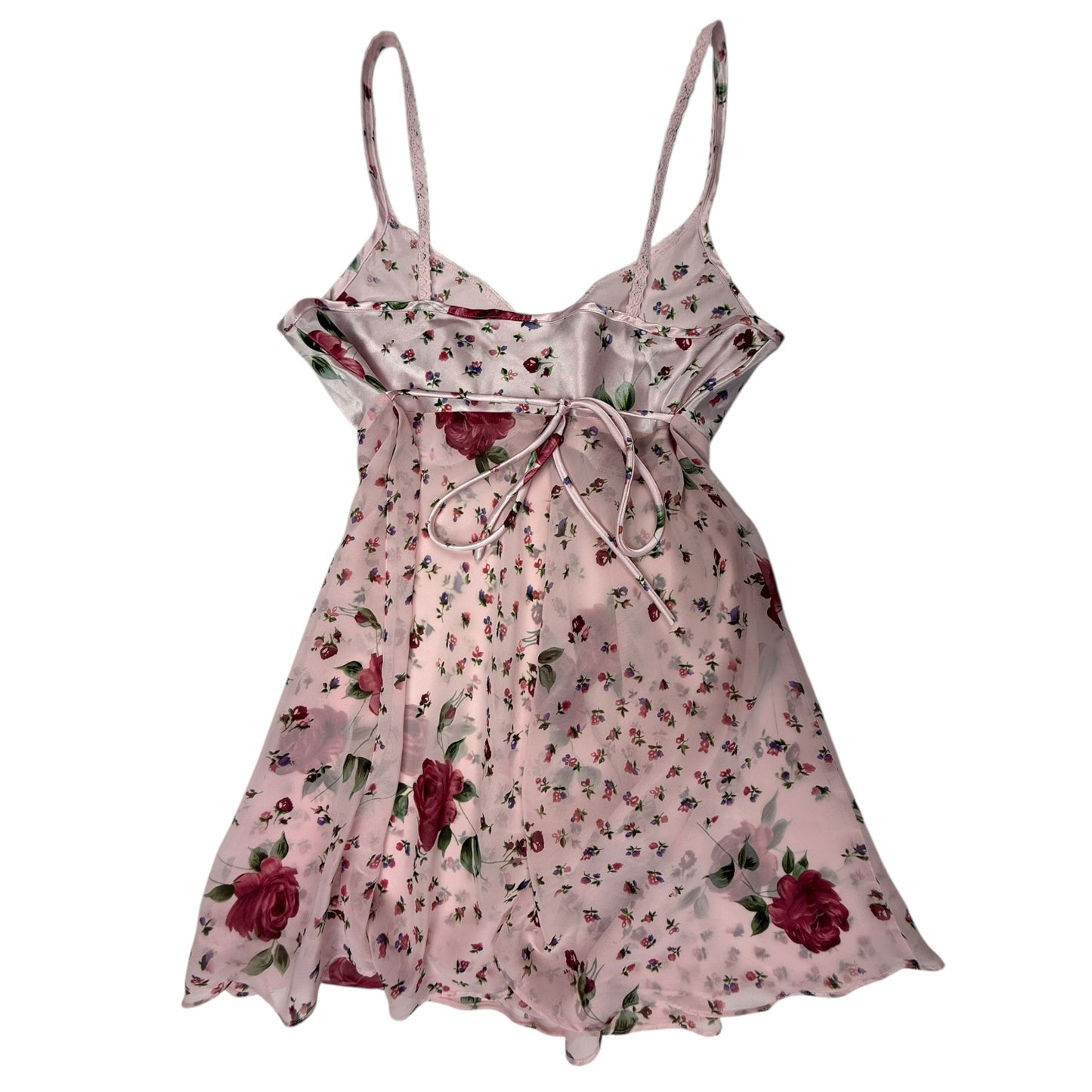 RETRO PINK FLORAL TEDDY SLIP DRESS l S/M