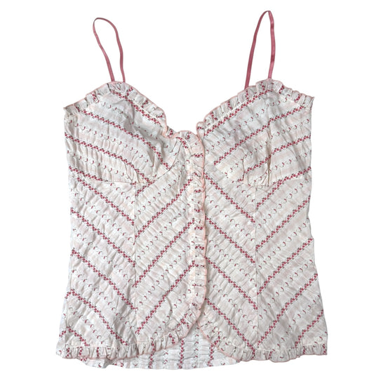 VINTAGE PINK FLORAL SPAGHETTI STRING TOP l M