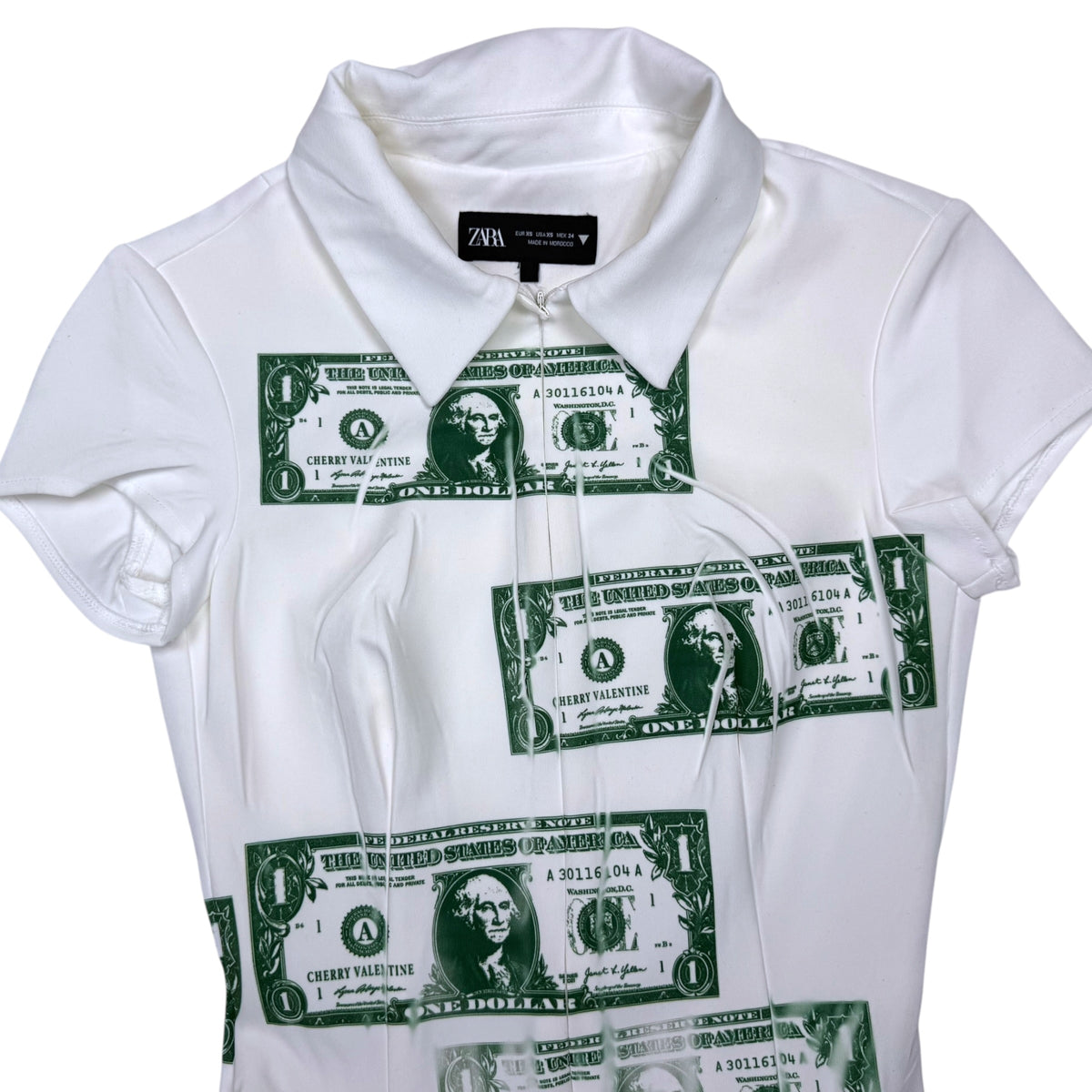 DOLLAR BILLS  MOD MINI WHITE DRESS - XS