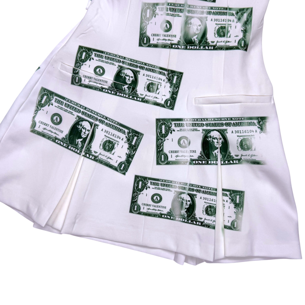 DOLLAR BILLS  MOD MINI WHITE DRESS - XS
