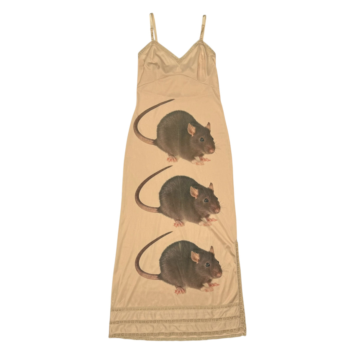 RAT 3 TAN LONG LACE DRESS - S