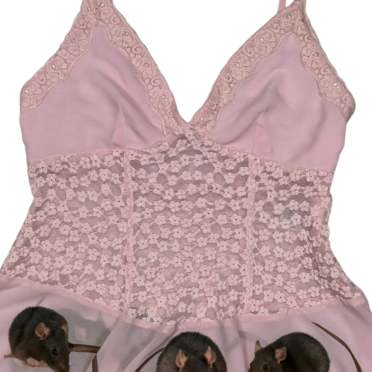 RAT FRIENDS PINK LACE TANK - M
