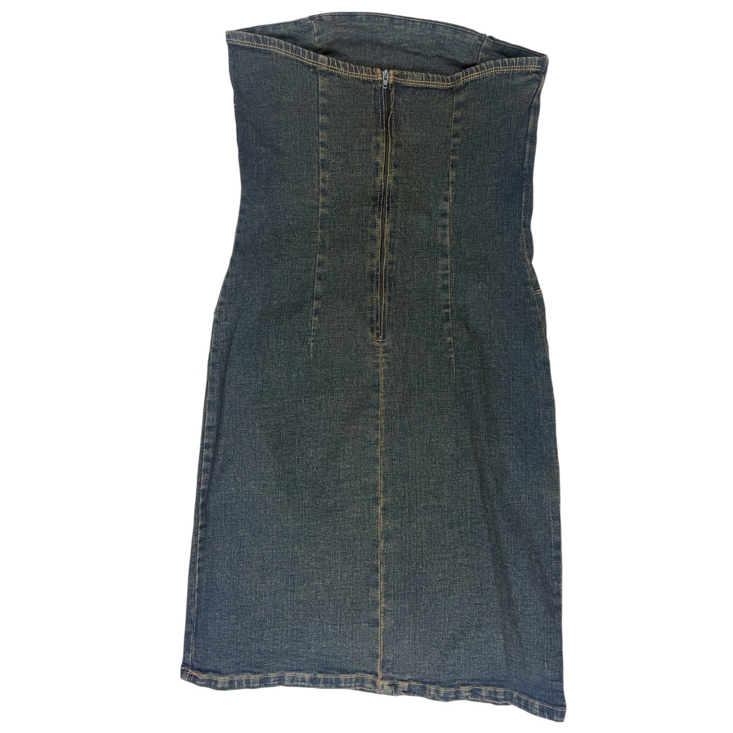 VINTAGE DENIM STRAPLESS DRESS l XXS