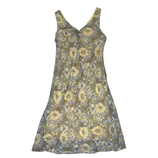 VINTAGE PALE YELLOW FLORAL SLEEVELESS MAXI DRESS l S