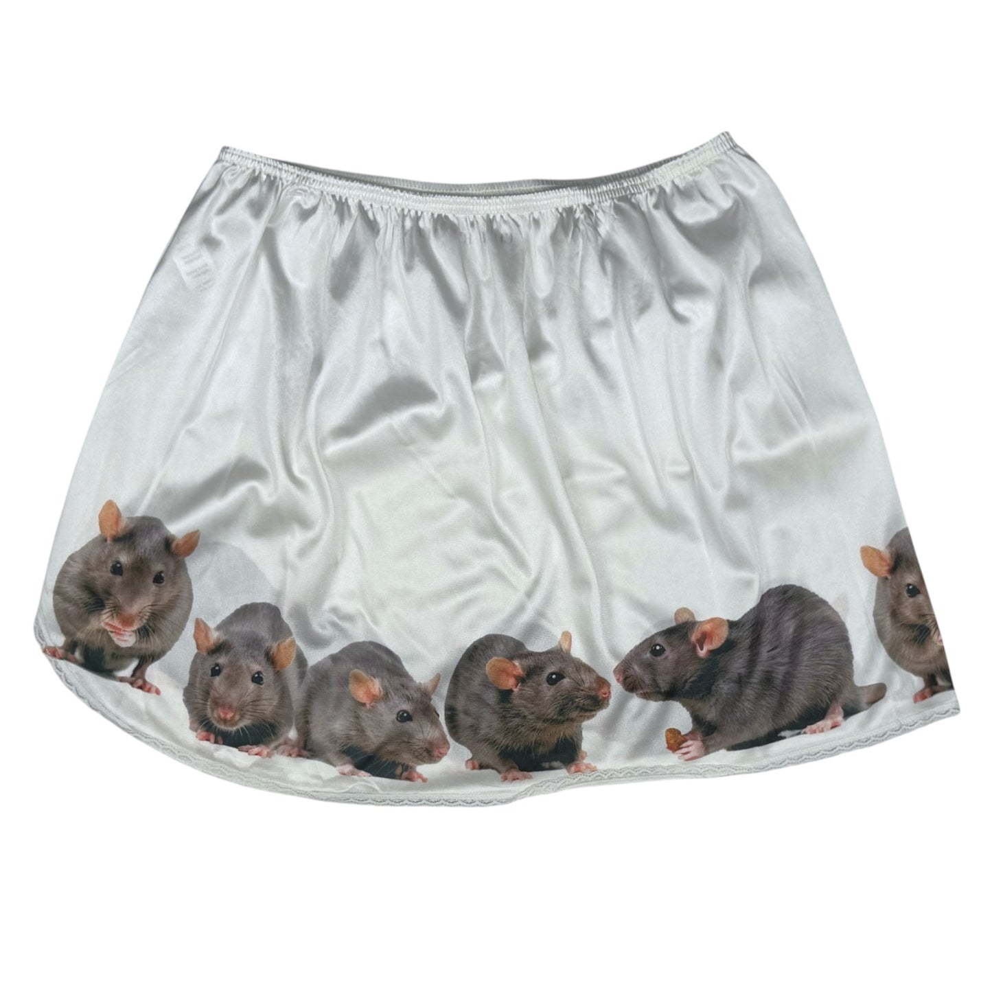 RAT LINE UP WHITE MINI SKIRT - L