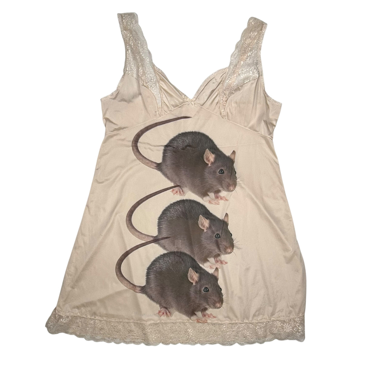 BIG RAT LACE CREAM SLIP DRESS - 3X