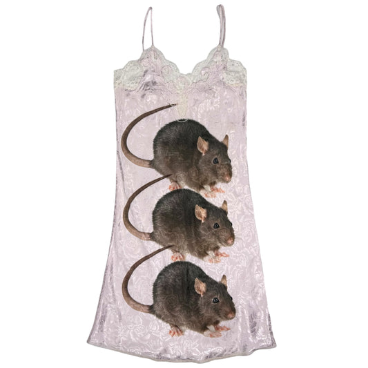 BIG RAT PINK FLORAL LACE SLIP DRESS - M
