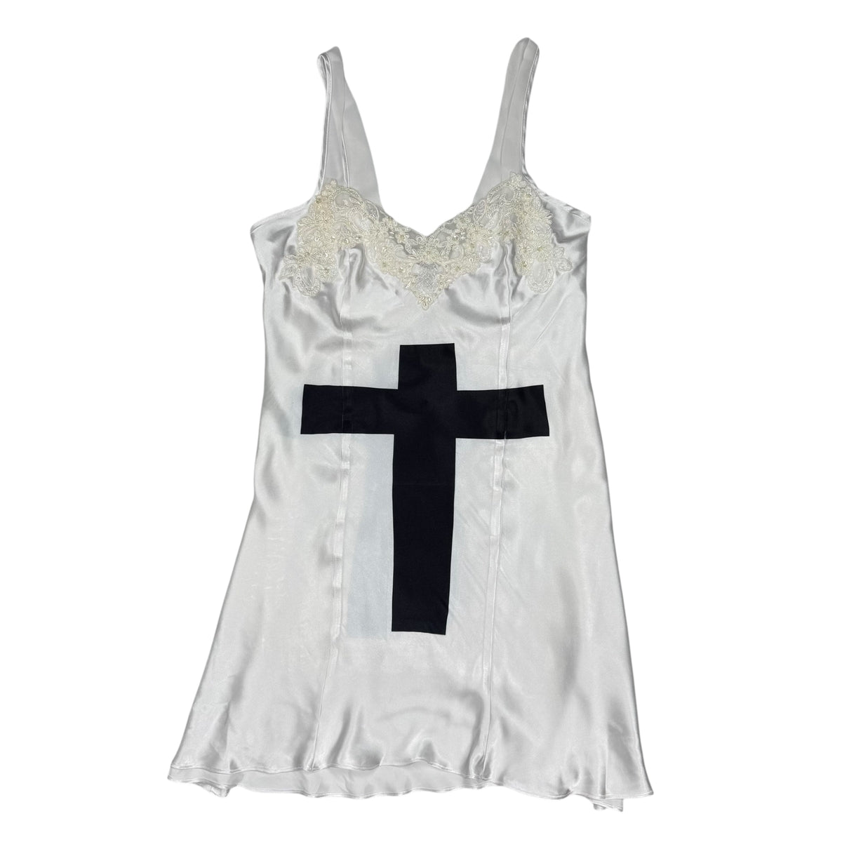 CROSS WHITE BEADED SLIP DRESS SAMPLE - XL