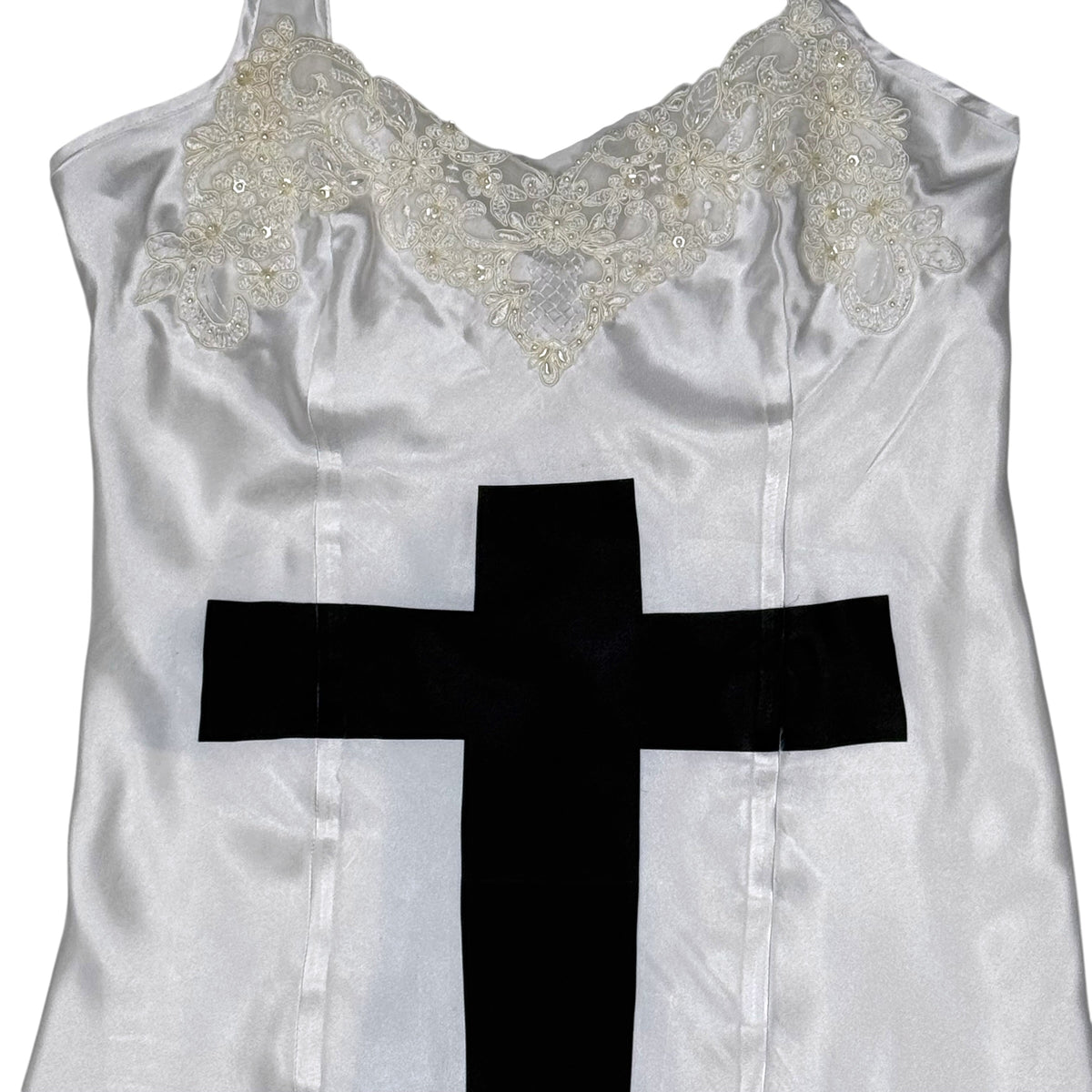 CROSS WHITE BEADED SLIP DRESS SAMPLE - XL