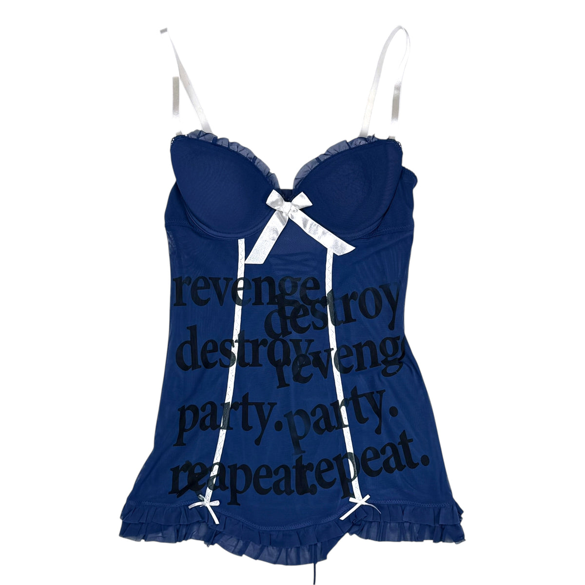 REXAPEAT. BLUE LINGERIE TOP - XS