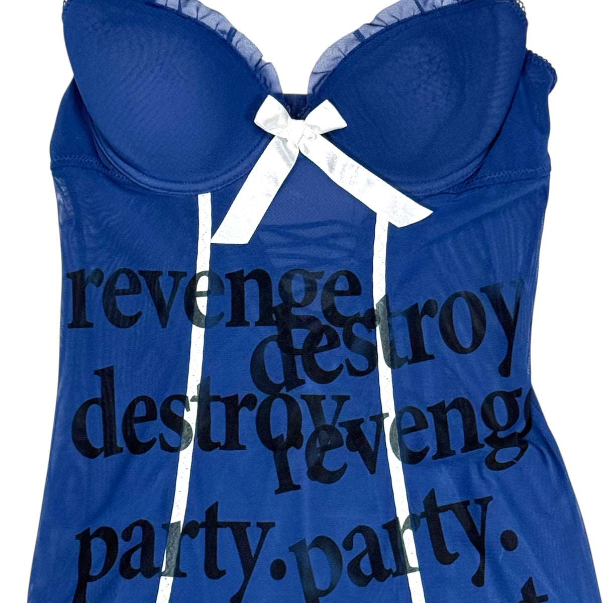 REXAPEAT. BLUE LINGERIE TOP - XS