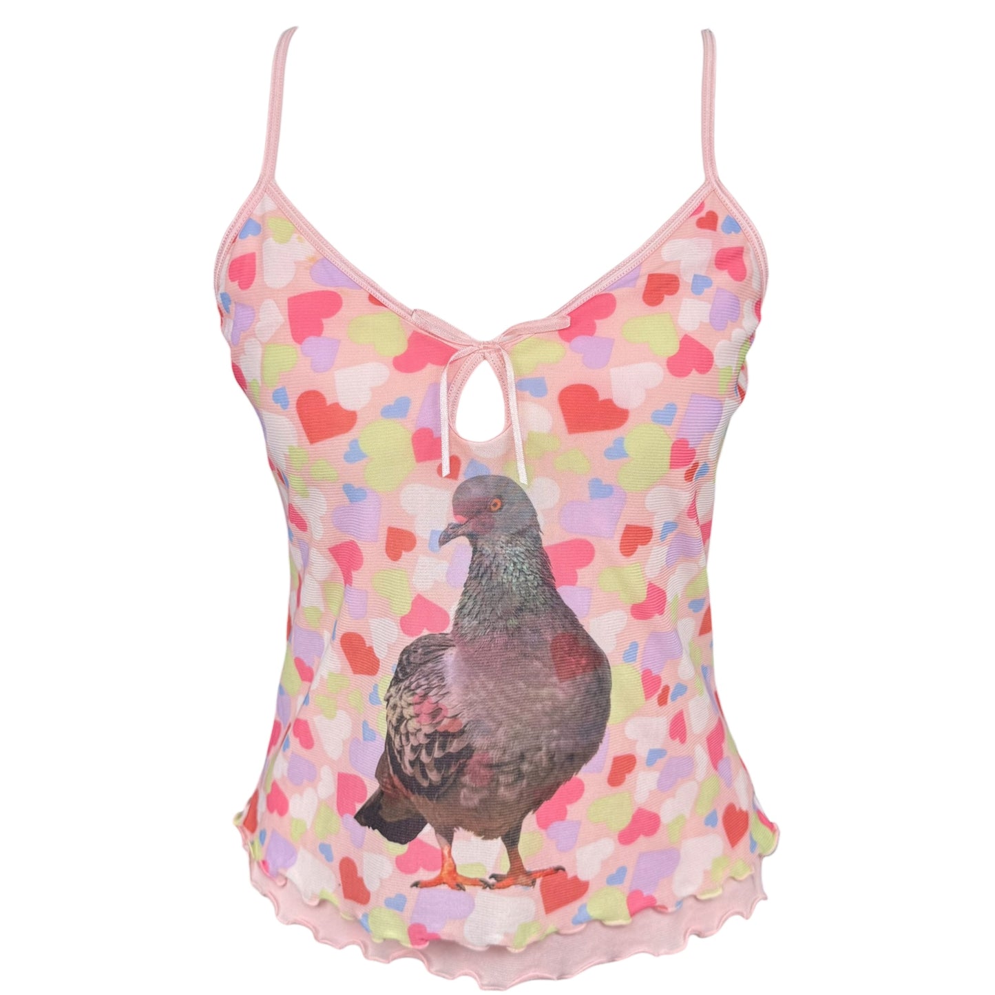 CUTESY PIGEON PINK HEART TANK - S/M