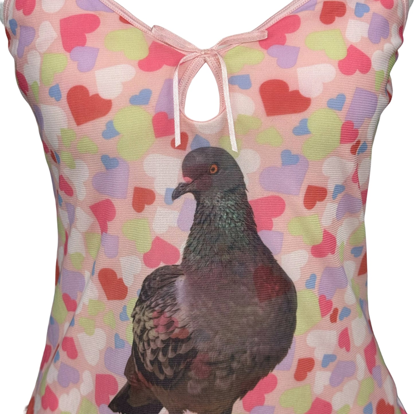 CUTESY PIGEON PINK HEART TANK - S/M