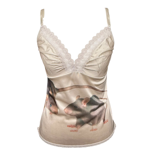 RAT FRIENDS BEIGE SLIP TANK SAMPLE - S/M