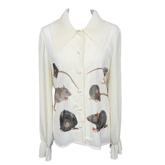 RAT 90S WHITE BLOUSE - S/M