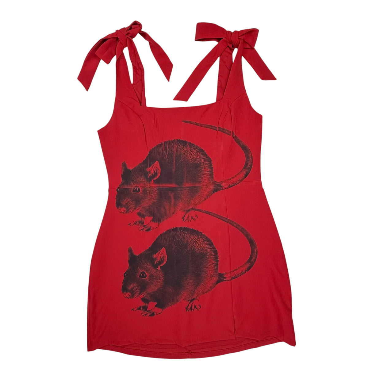 BIG RAT RED BOWTIE STRAP DRESS - L