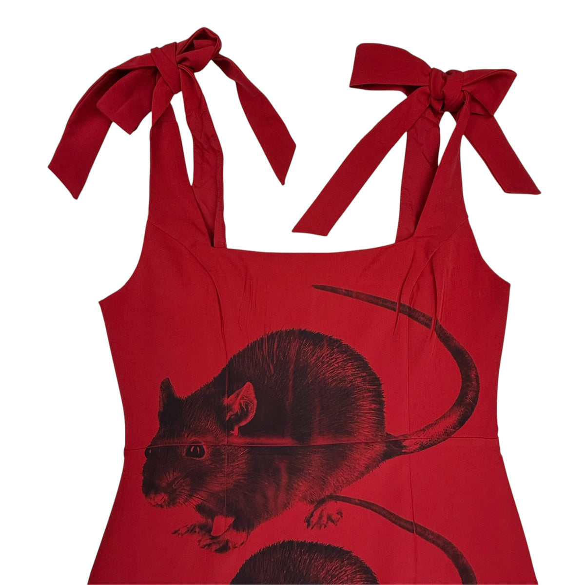 BIG RAT RED BOWTIE STRAP DRESS - L