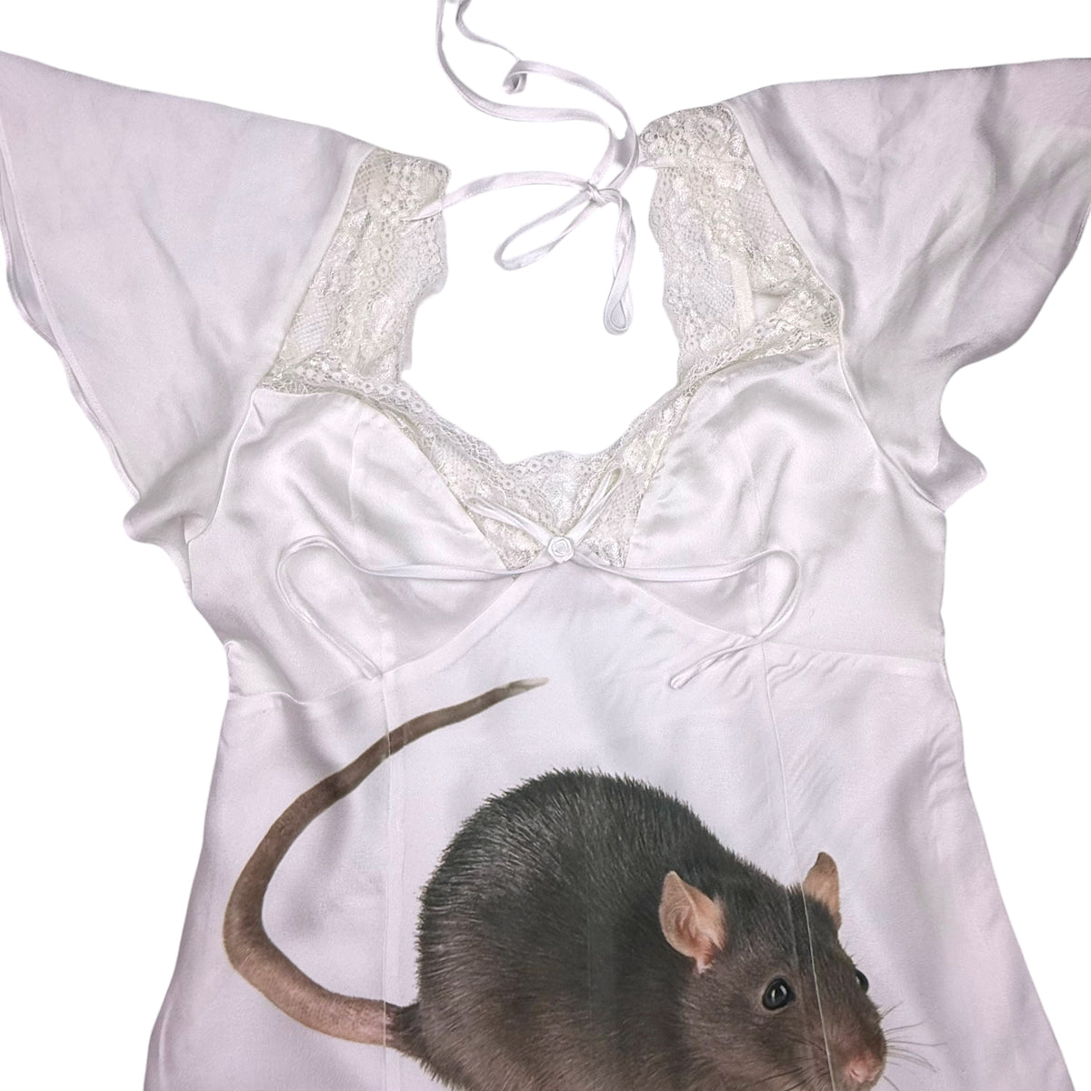 BIG RAT WHITE LACE BABYDOLL DRESS - S