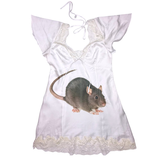 BIG RAT WHITE LACE BABYDOLL DRESS - S