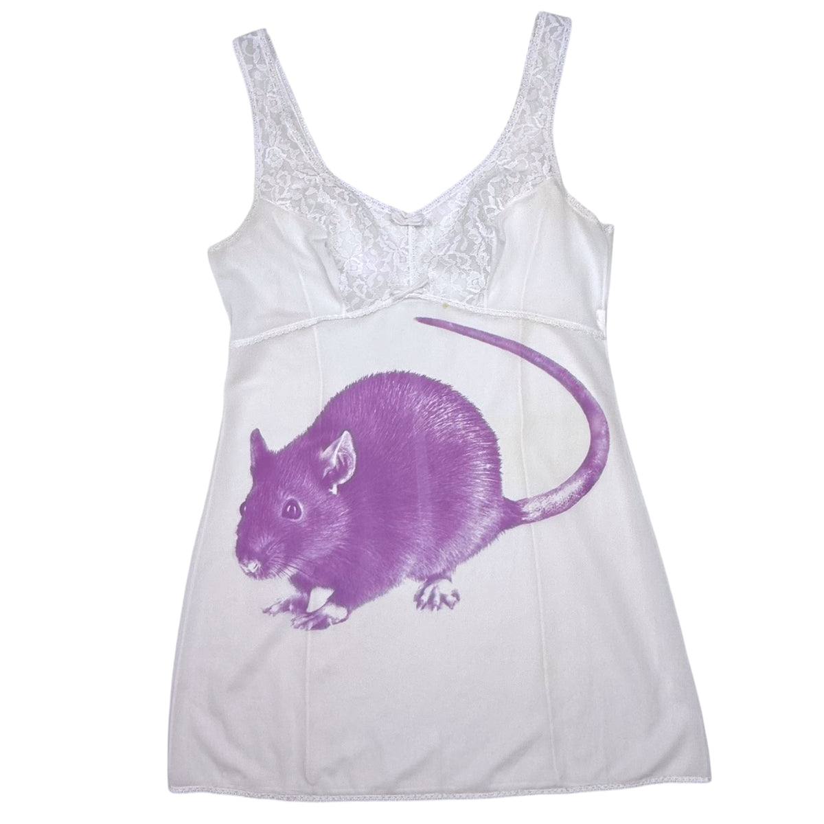 BIG PINK RAT WHITE MINI DRESS - M