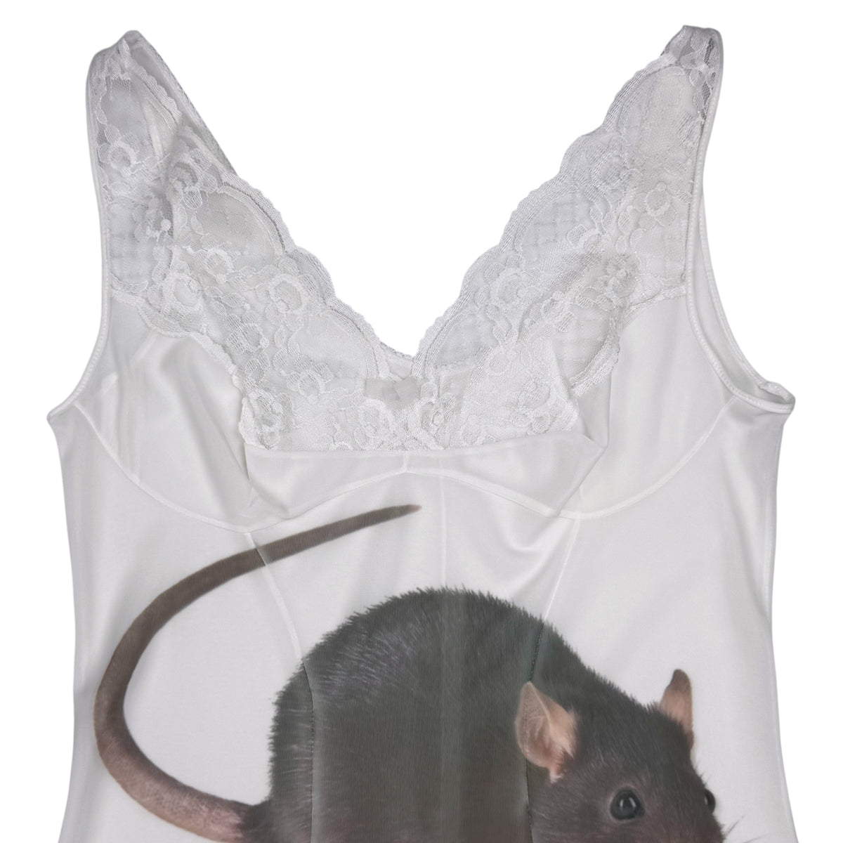 BIG BROWN RAT 2 WHITE LACE DRESS - M