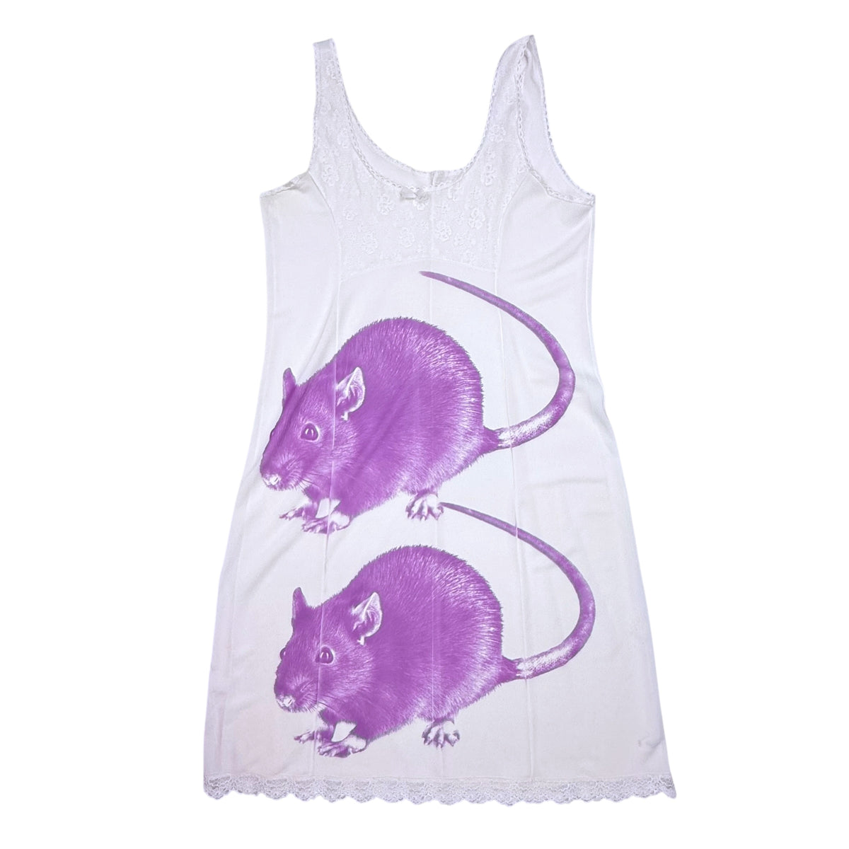 BIG RAT PINK WHITE LACE DRESS - S