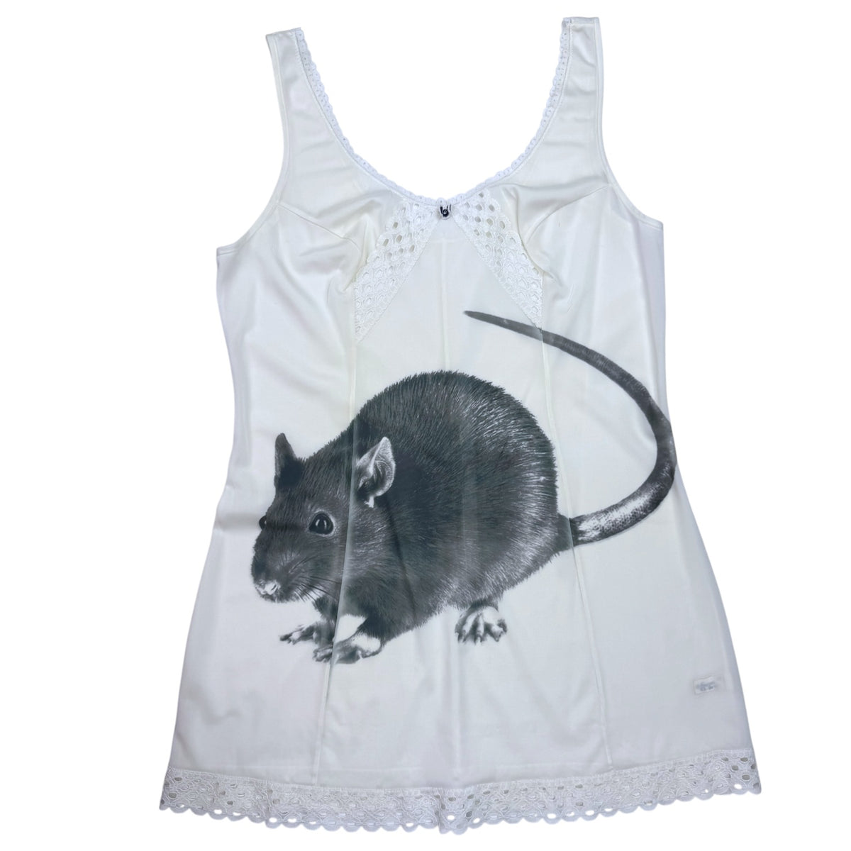 BIG BLACK RAT 2 WHITE MINI BOW DRESS - S